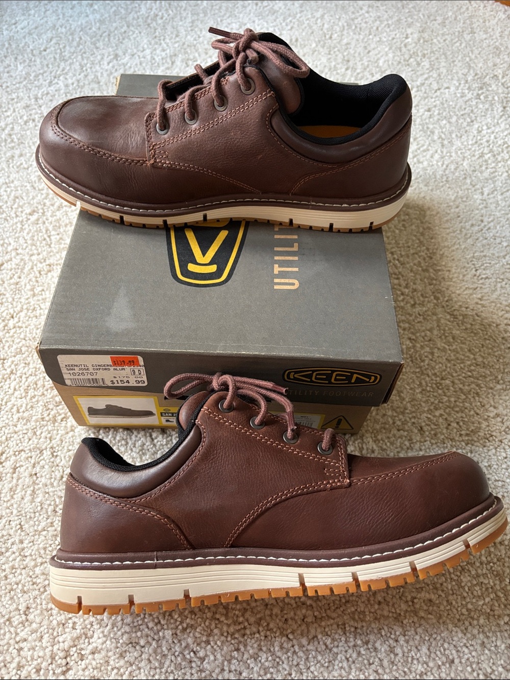 KEEN Brown Leather Men's Oxford Aluminum Toe Work Shoe